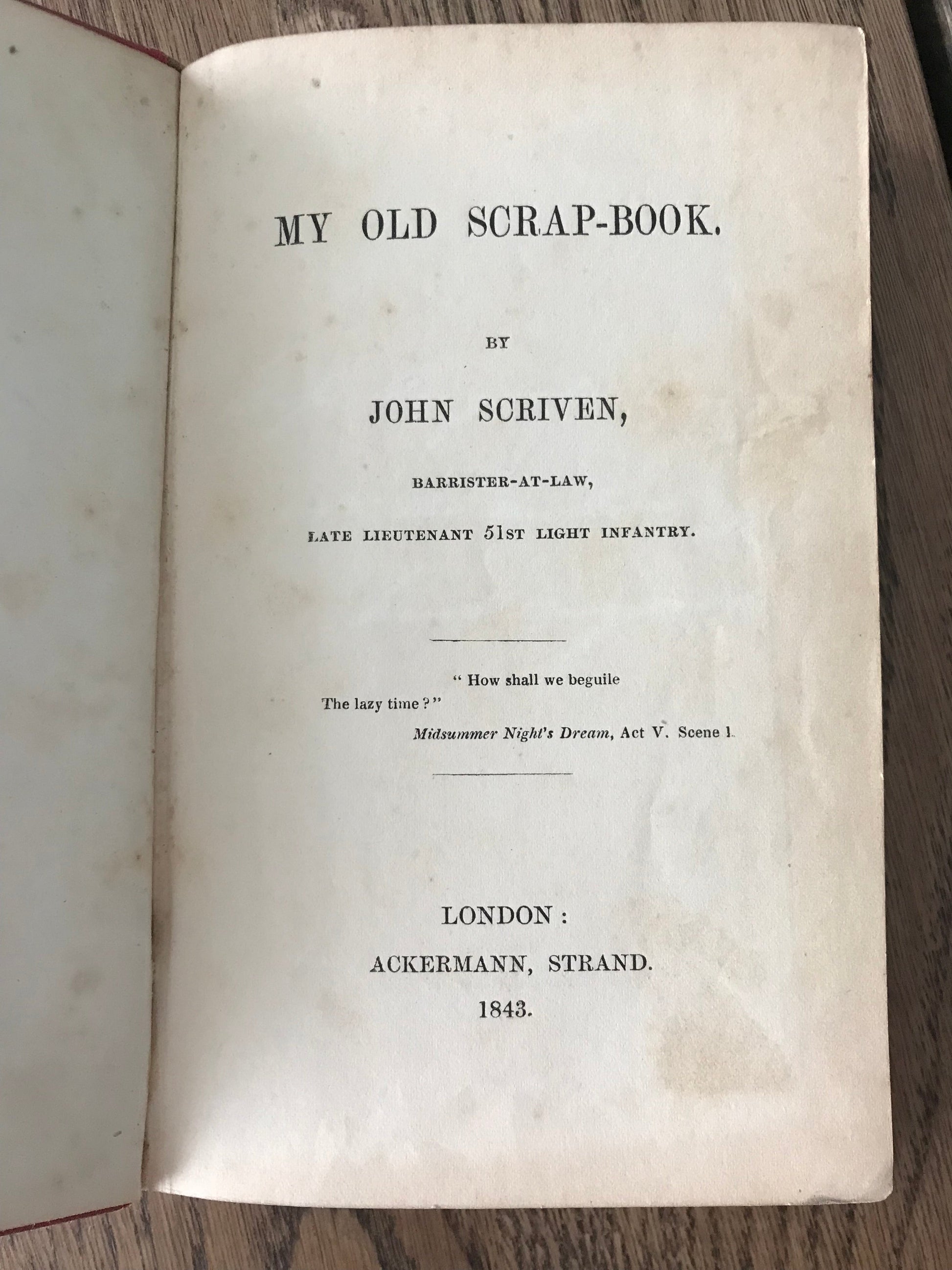MY OLD SCRAP-BOOK  - BY JOHN SCRIVEN (POETRY) BooksCardsNBikes