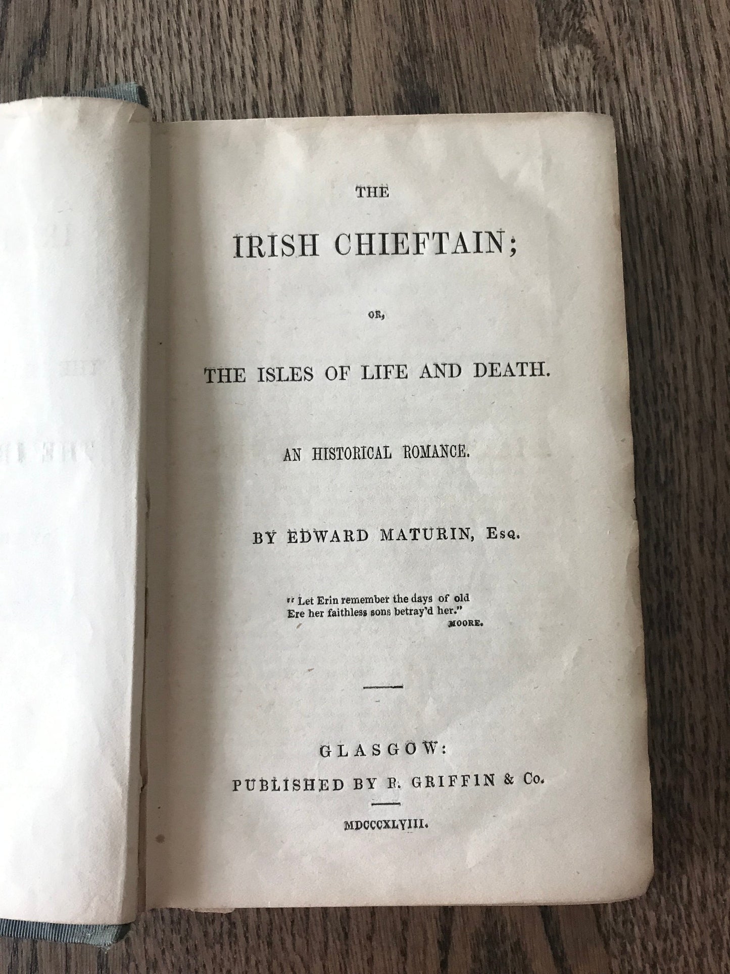 THE IRISH CHIEFTAIN .... DEATH   - EDWARD MATURIN, ESQ. BooksCardsNBikes