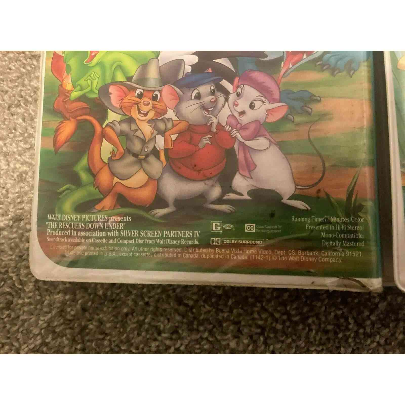 The Rescuers + Down Under (VHS, 1991, 1992) BooksCardsNBikes