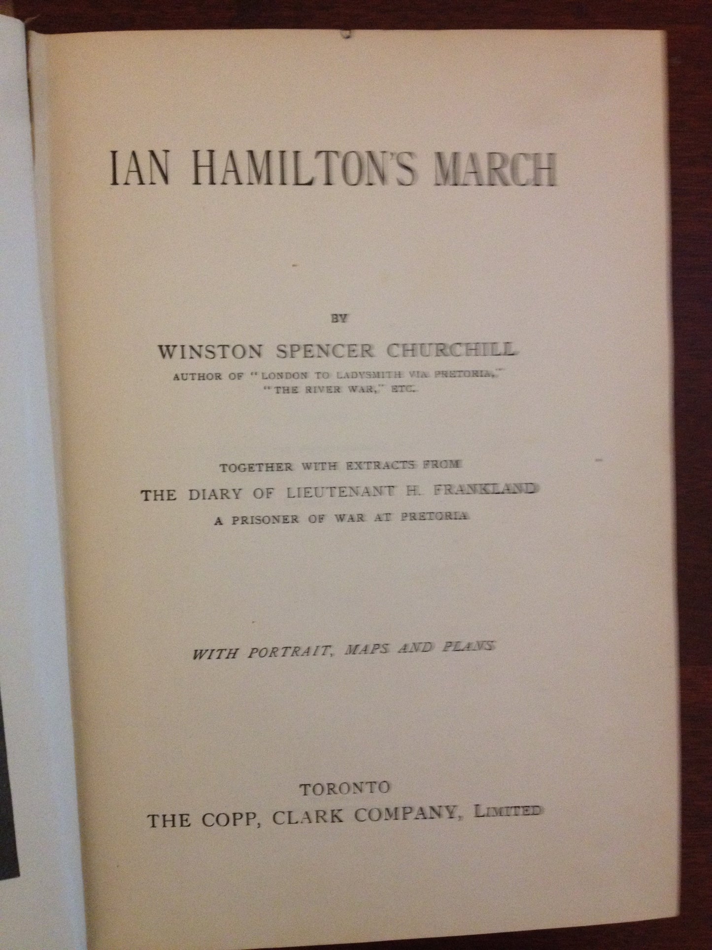 IAN HAMILTON'S MARCH - WINSTON SPENCER CHURCHILL