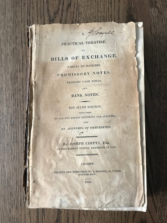 A PRACTICAL TREATISE ON BILLS OF EXCHANGE ... BY JOSEPH CHITTY, ESQ. BooksCardsNBikes