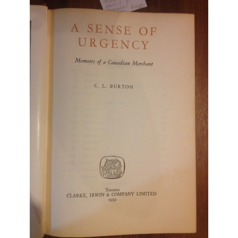 A SENSE OF URGENCY - C.L. BURTON BooksCardsNBikes