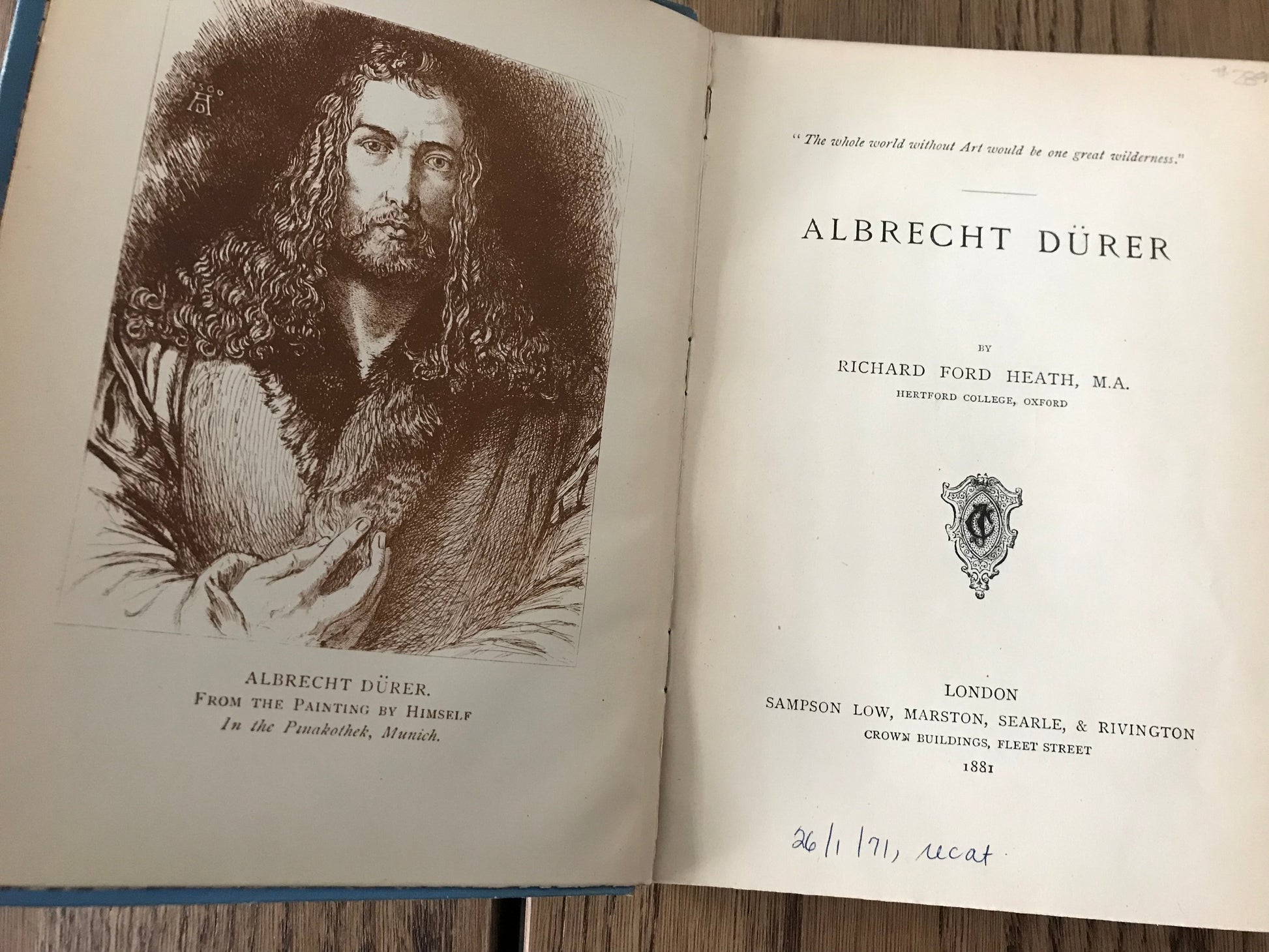 ALBRECHT DURER - RICHARD FORD HEATH M.A. BooksCardsNBikes