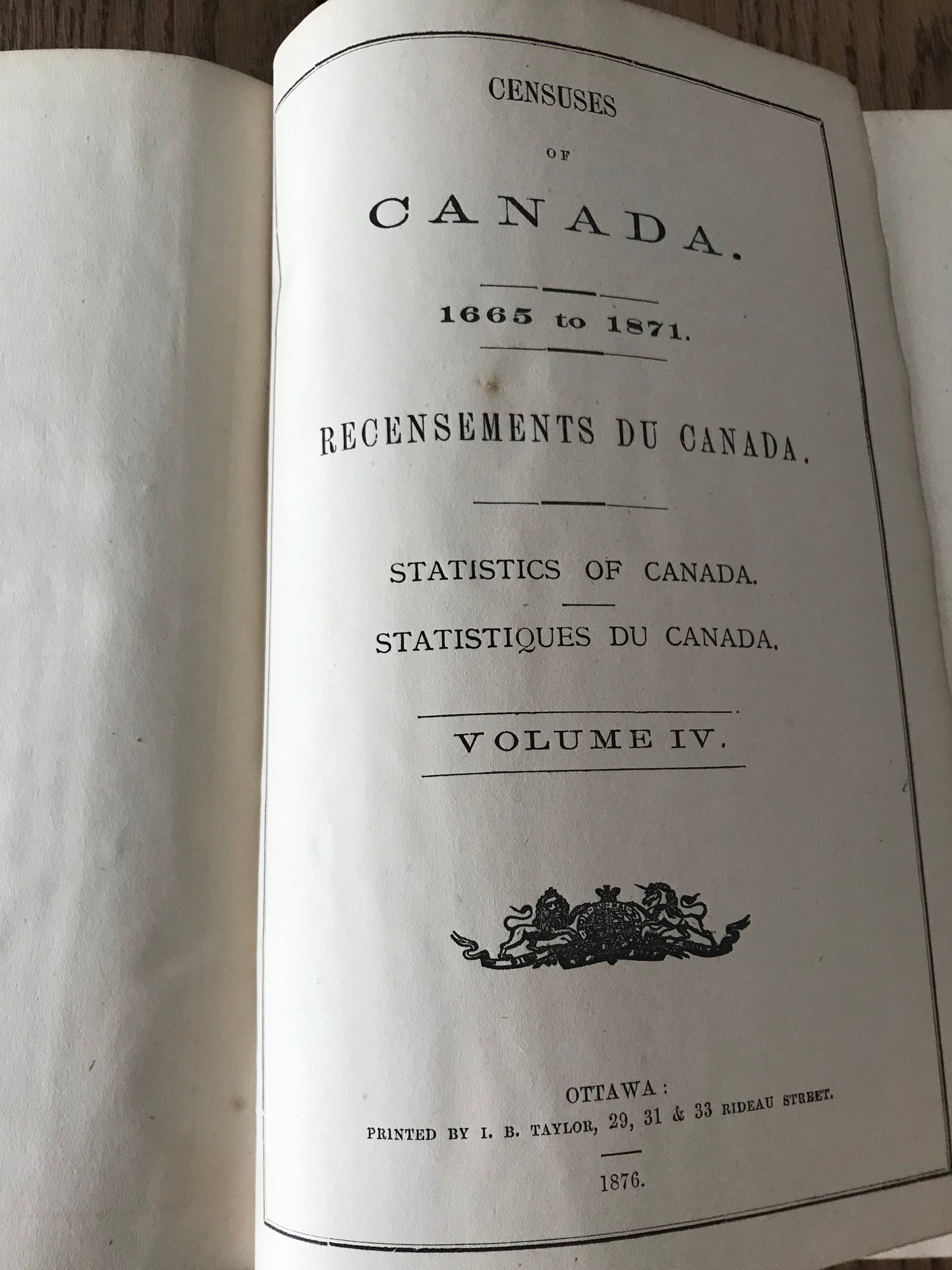 CENSUSES OF CANADA - UNATTRIBUTED AUTHOR BooksCardsNBikes