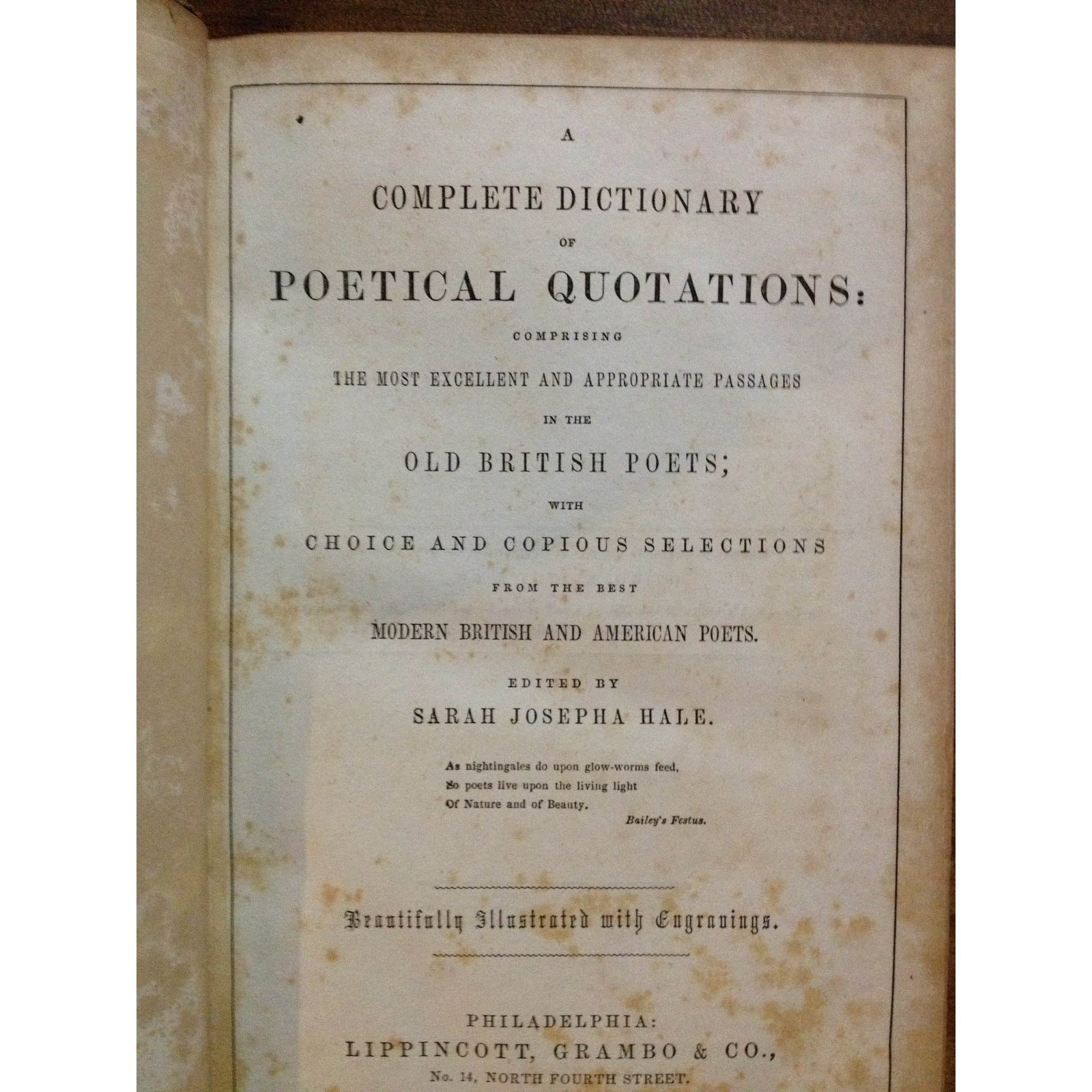 COMPLETE DICTIONARY OF POETICAL QUOTATIONS  ED: SARAH HALE BooksCardsNBikes