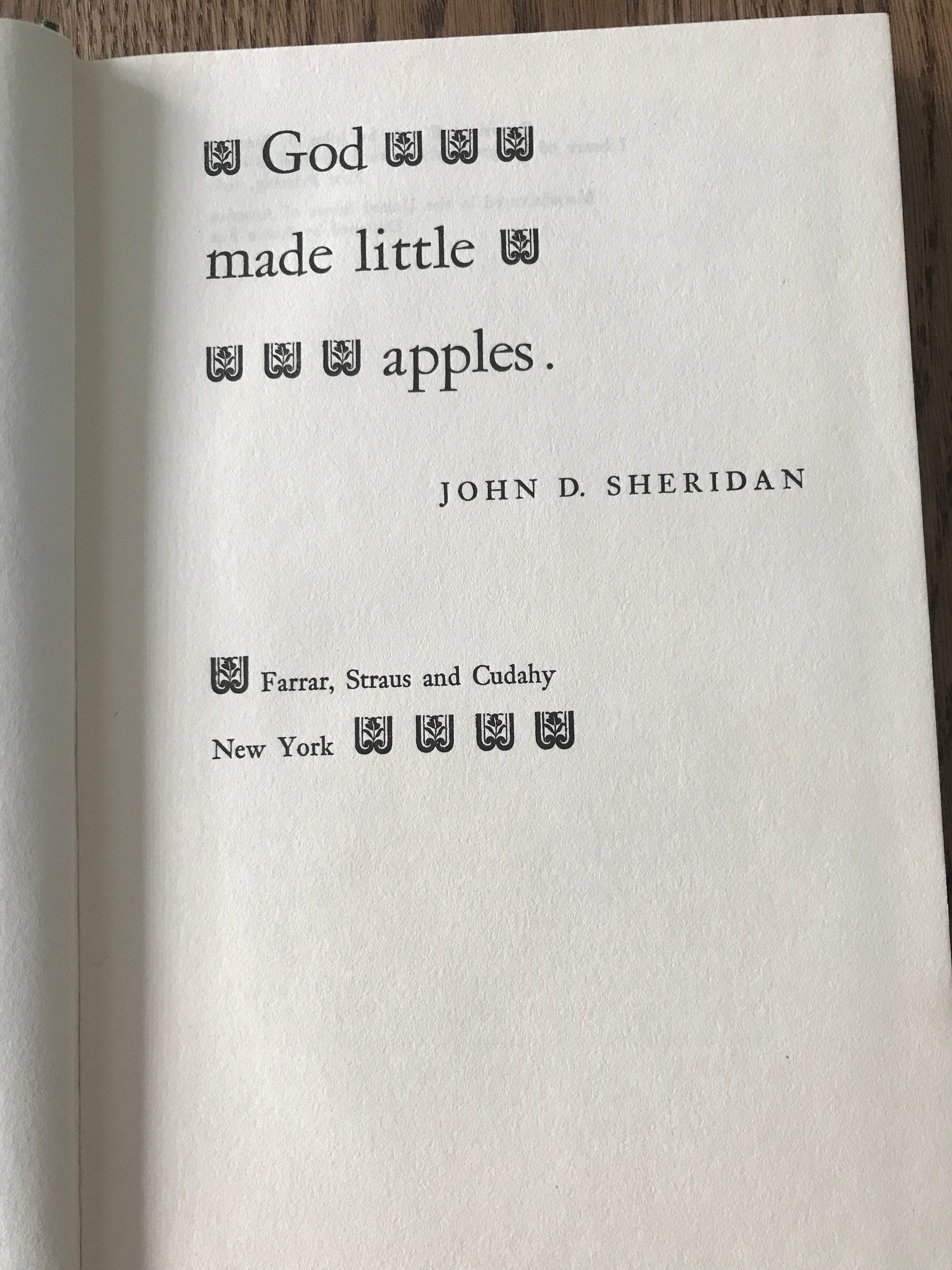 GOD MADE LITTLE APPLES -  BY JOHN D. SHERIDAN BooksCardsNBikes