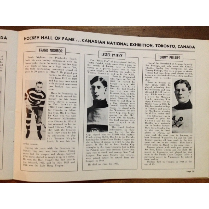 HOCKEY HALL OF FAME PROGRAM OPENING   BY: R.W. HEWITSON BooksCardsNBikes