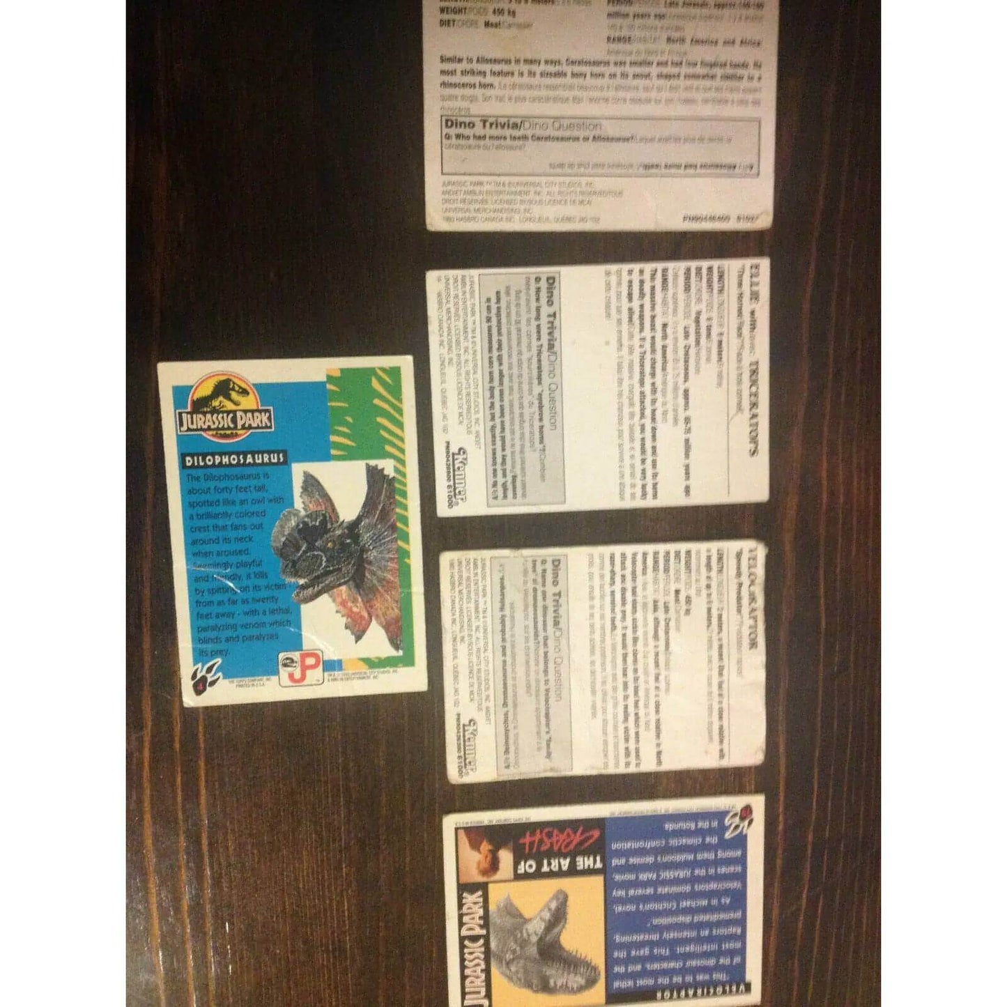 Jurassic Park Cards [1993] BooksCardsNBikes