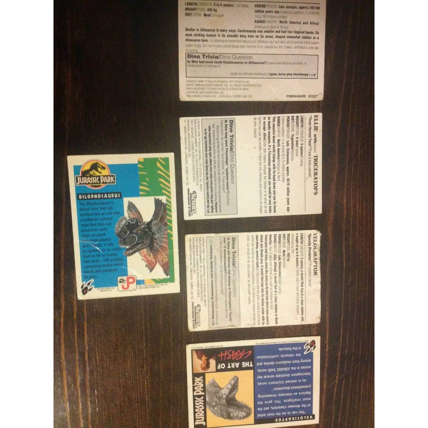 Jurassic Park Cards [1993] BooksCardsNBikes