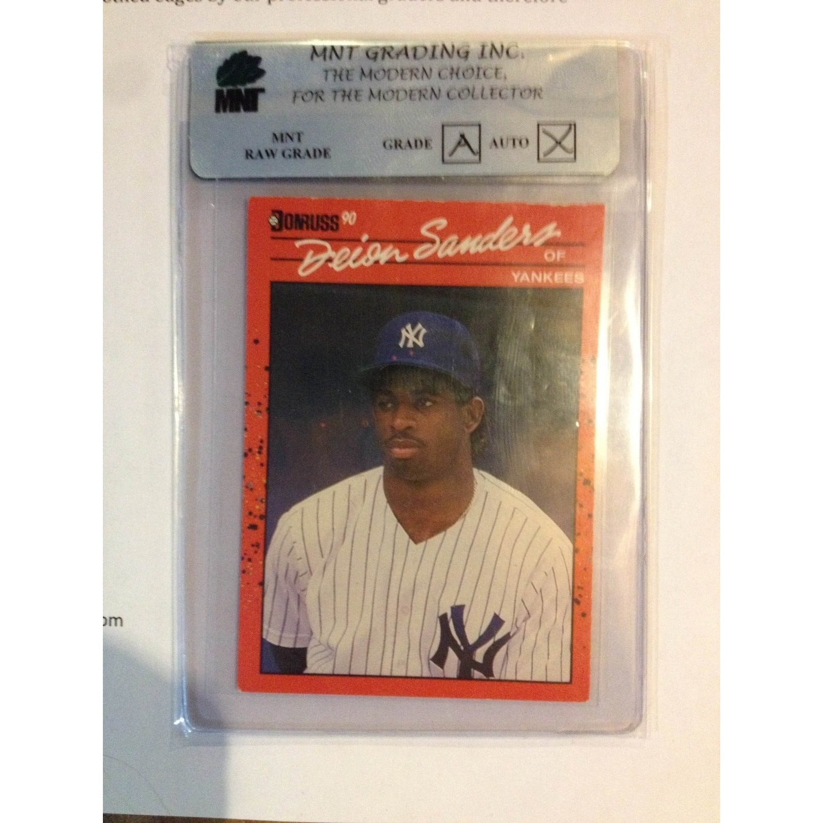 Graded Deion Sanders Yankees Rookie Baseball Card