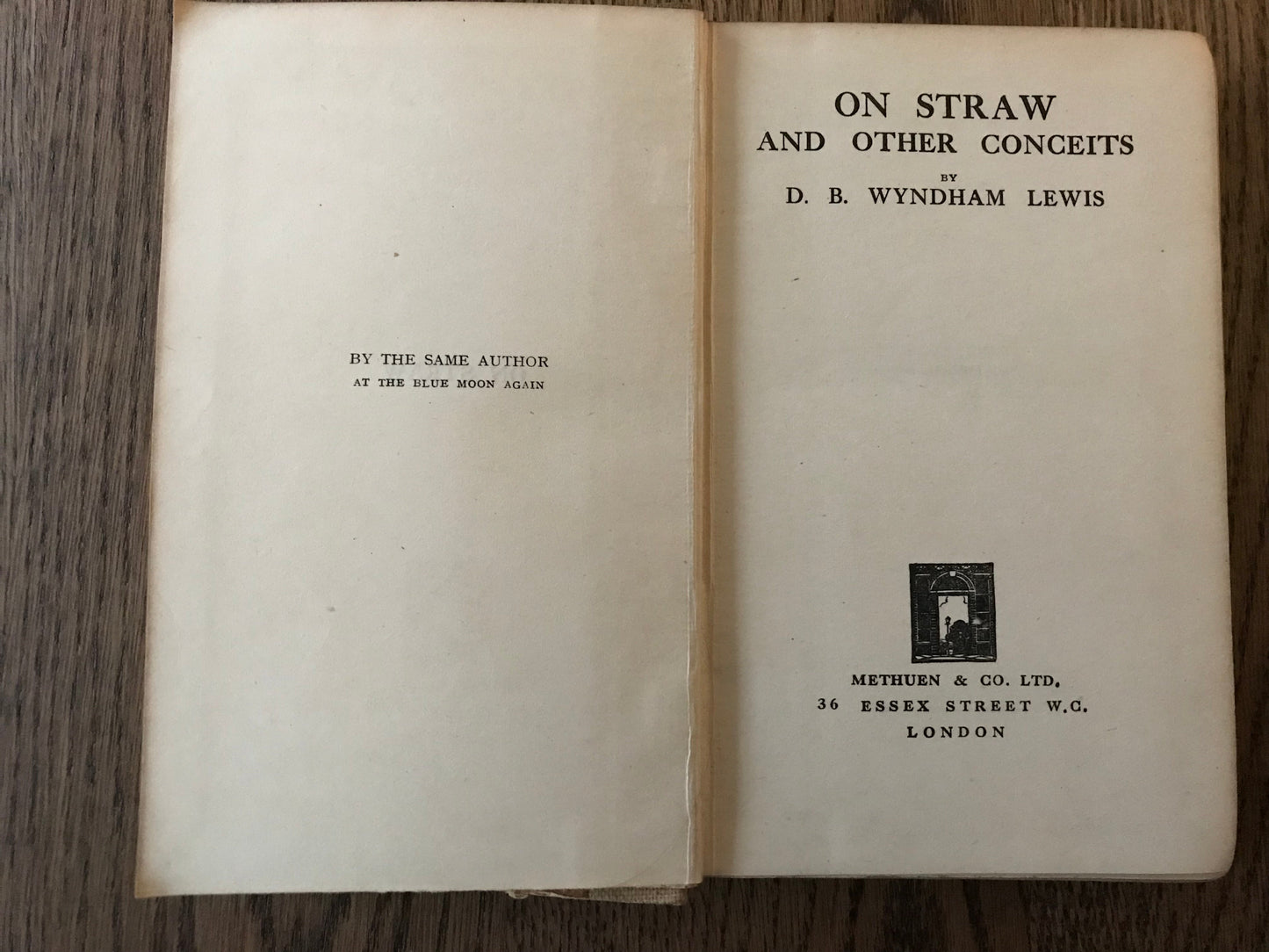 ON STRAW AND OTHER CONCEITS  - D.B. WYNDHAM LEWIS BooksCardsNBikes