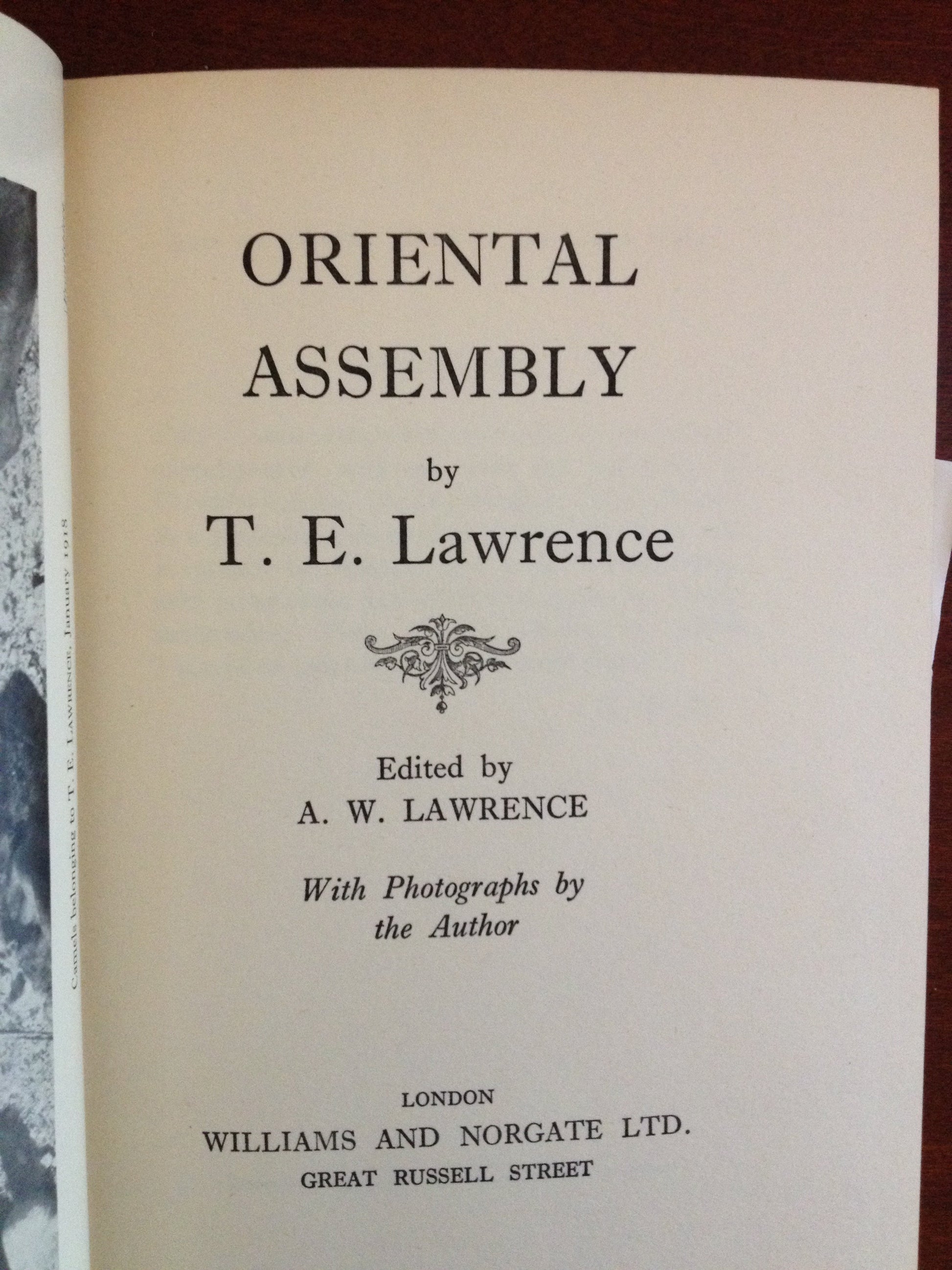 ORIENTAL ASSEMBLY  BY: TE LAWRENCE BooksCardsNBikes