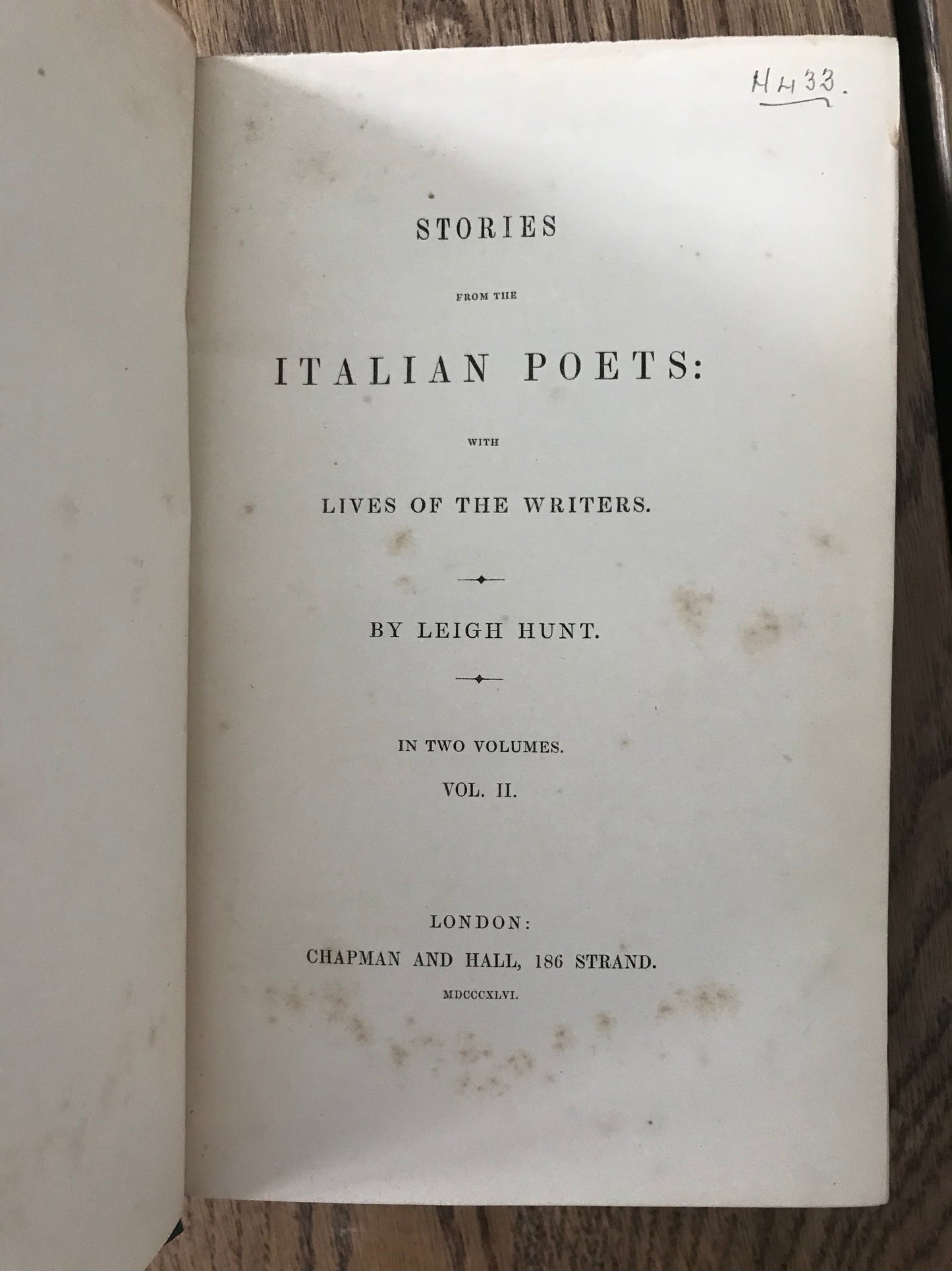 STORIES FROM THE ITALIAN POETS - LEIGH HUNT BooksCardsNBikes
