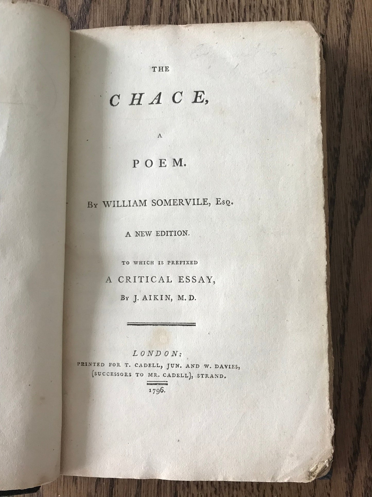 THE CHACE - A POEM BY WILLIAM SOMERVILE, ESQ., BooksCardsNBikes
