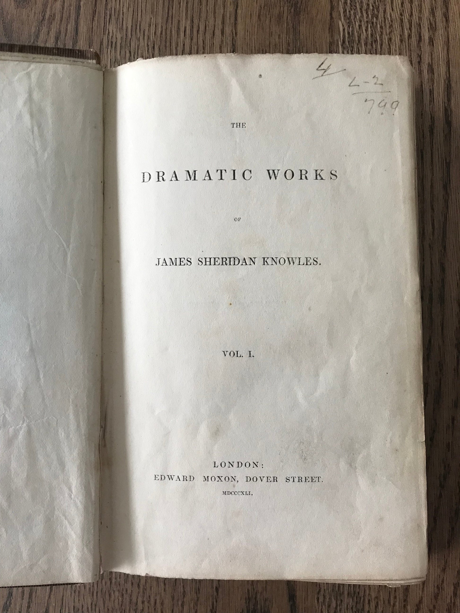 THE DRAMATIC WORKS - BY JAMES SHERIDAN KNOWLES BooksCardsNBikes
