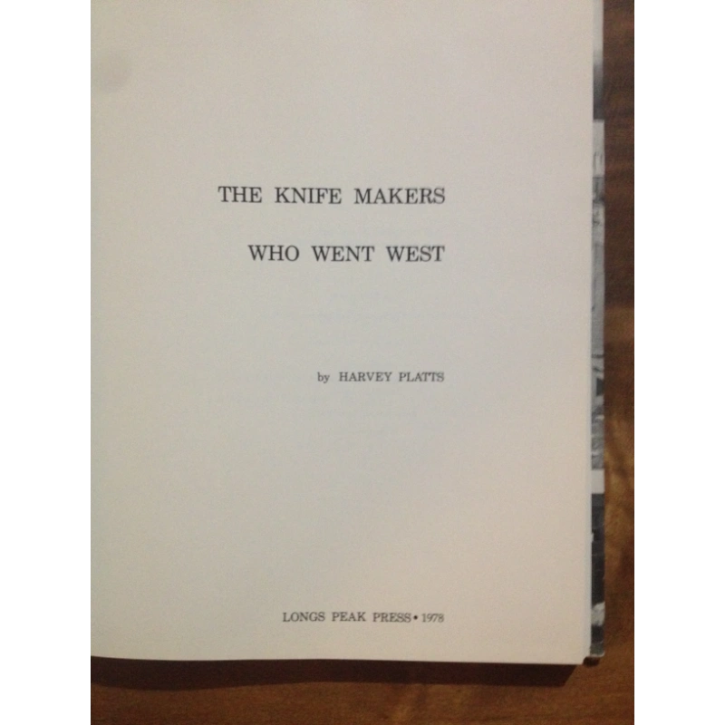 THE KNIFE MAKERS WHO WENT WEST   BY: HARVEY PLATTS BooksCardsNBikes
