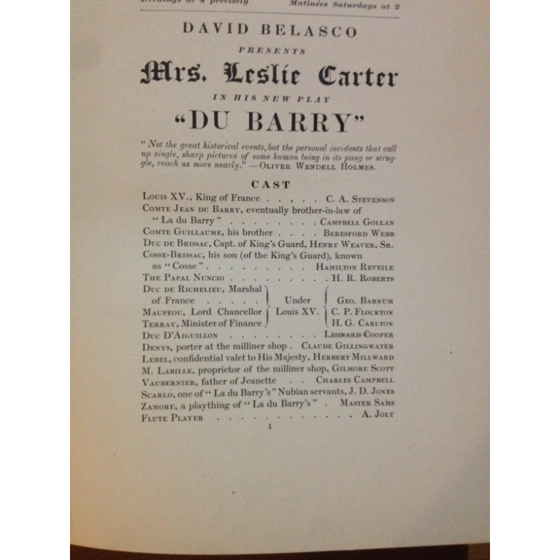 THE STORY OF DU BARRY   BY: MRS. LESLIE CARTER BooksCardsNBikes