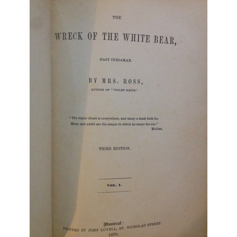 WRECK OF THE WHITE BEAR EAST INDIANS   BY: ELLEN ROSS [2 VOLS] BooksCardsNBikes